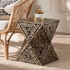 Baxton Studio Feronia Mother of Pearl End Table Black/Floral Bronze: 18.1" High, No Assembly, MDF Square Accent Table - 2 of 4