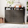 Vynxaria Brown Shoe Rack Cabinet with Gold Accents and Flip Doors - 3 of 4