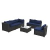 NicBex 7 Piece Outdoor PE Wicker Furniture Set with Tempered Glass Top Coffee Table,Patio Sectional Sofa Couch with 2 Pillows - 2 of 4