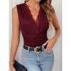 Coolmee Women's Mash Lace Bodysuits Sleeveless Deep V Neck Body Suits - 2 of 4