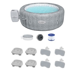 Bestway Coleman Honolulu AirJet Inflatable Hot Tub with EnergySense Cover, 4-Pack SaluSpa Spa Seat and 4 Sets of SaluSpa Padded Headrest Pillows - 1 of 4