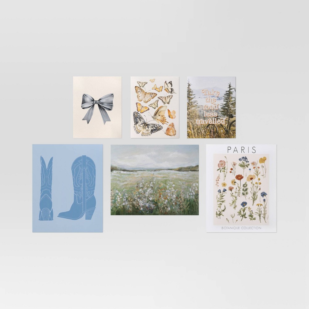 20" x 16" 6pc Cottage Cowgirl Wall Art Set Poster Prints - Room Essentials™