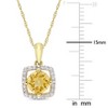 EVERLY JEWELRY | 10K Yellow Gold 3/4 CT TGW Citrine and 1/10 CT TW Diamond Square Halo Pendant with Chain - 17 inch - 4 of 4