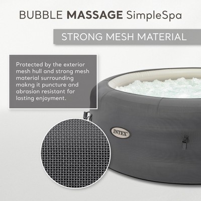 Intex SimpleSpa Gray Inflatable Bubble Massage Hot Tub with Insulated Cover