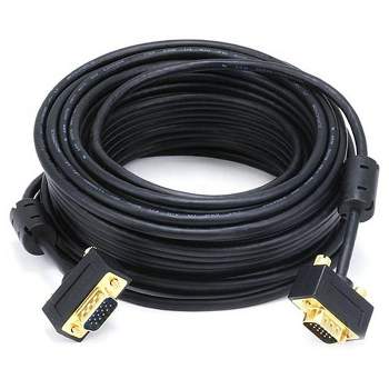 Monoprice Ultra Slim SVGA Super VGA Male to Male Monitor Cable - 50 Feet With Ferrites | 30/32AWG, Gold Plated Connector