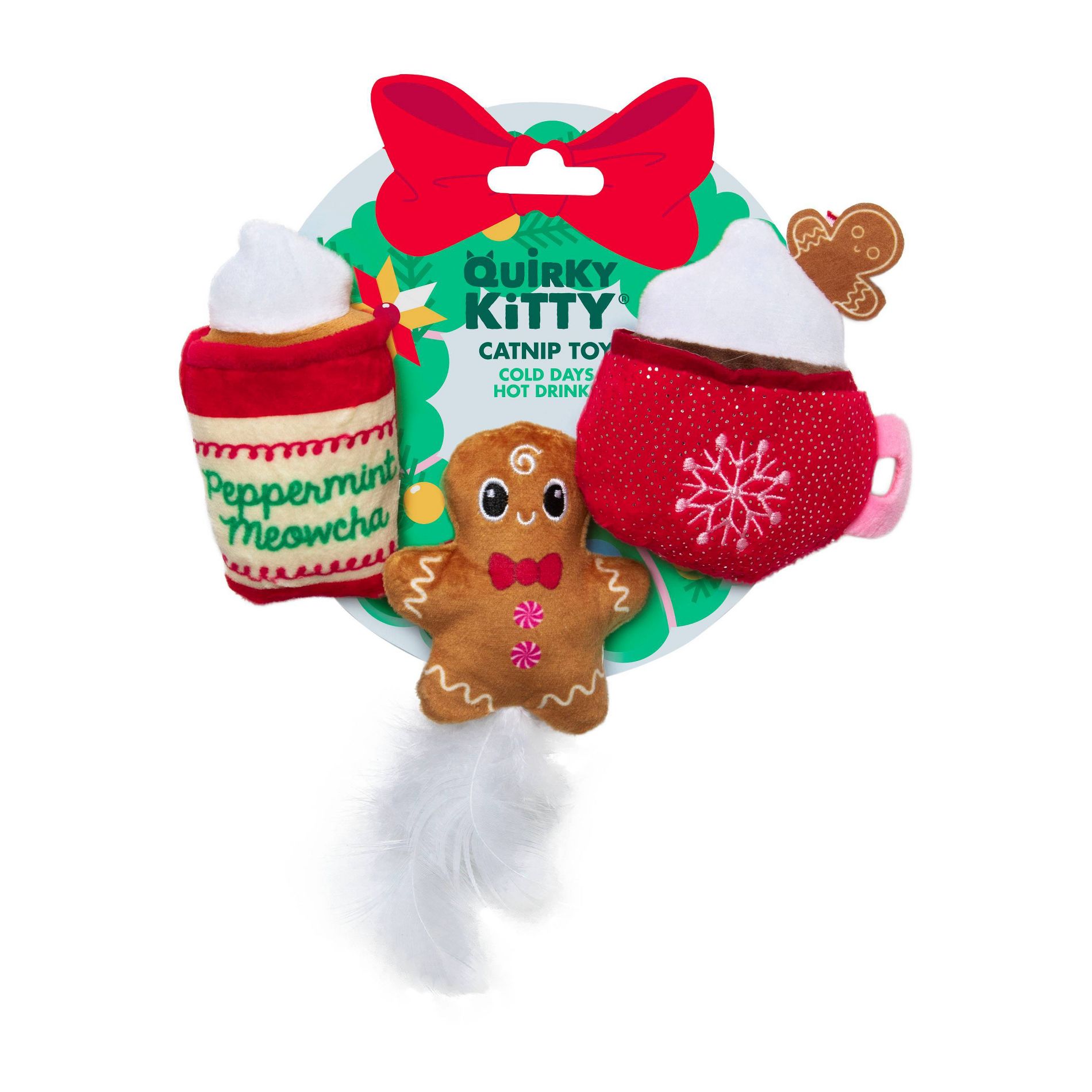 Quirky Kitty Cold Days Hot Drinks Cat Plush Toy - Red