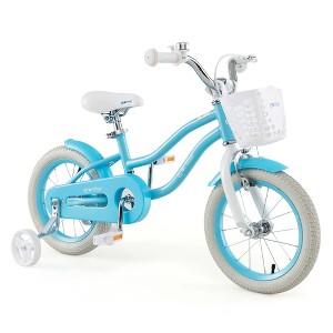Costway 18'' Kids Bike Toddler Bicycle with Training Wheel Kickstand for 4-8 Years Old Purple/Pink/Turquoise/Blue/Beige/Green - 1 of 4