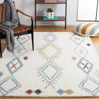 Ivory and Gray Synthetic Hand-knotted Rectangular Area Rug