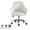White Accent chair Modern home office leisure chair with adjustable velvet height and adjustable casters - 2 of 4