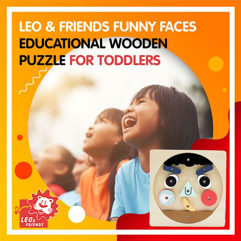 Leo & Friends Funny Faces Educational Wooden Puzzle for Toddlers, 2 of 7
