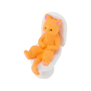 Unique Bargains Decorative Magnets Magnetic Fridge Sticker Irregular Shape Cat in Lying Toilet Pose Synthetic Resin 1Pc - 1 of 3