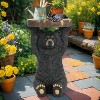 KWPZQEB 22" H Black Bear Pedestal Side Table, MGO Bear Statue Hand Painted Sculpture, End Table, Stool for Living Room, Garden, No Assembly Required - 3 of 4