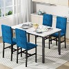 Hooseng Modern Style 5-Piece Dining Room Table And Chairs Set, Faux Marble MDF Table Top and Velvet Upholstered Chairs Dining Table Set for 4 - 2 of 4