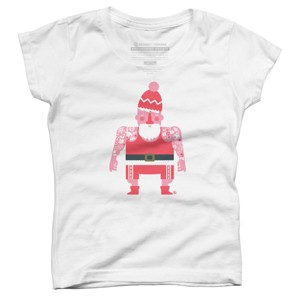 Girl's Design By Humans Tattoo Santa By kevingarrison T-Shirt - 1 of 3