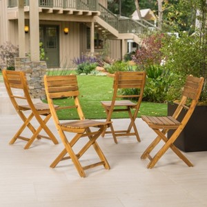 GDFStudio Rabion Outdoor Acacia Wood Folding Dining Chairs (Set of 4) - 1 of 4