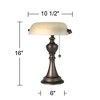 Regency Hill Haddington Traditional Piano Banker Table Lamp 16" High Antique Bronze Metal Alabaster Glass Shade for Bedroom Living Room Bedside Office - 4 of 4