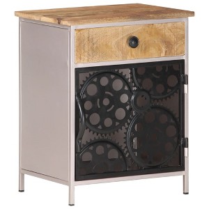 vidaXL Bedside Cabinet 15.7"x11.8"x19.7" Rough Mango Wood - 1 of 4
