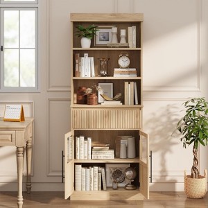 70" Tall Kitchen Pantry Cabinet with Glass Doors & Drawer - Versatile Storage for Living Room, Office, Dining Room, and Entryway - 1 of 4