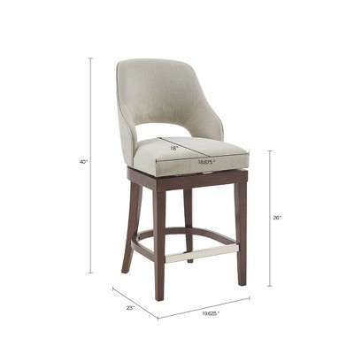 Elegant Transitional Cream Upholstered Swivel Counter Stool