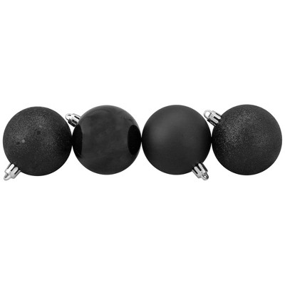 Black Shatterproof Plastic Christmas Ball Ornament Set, 60 Pieces