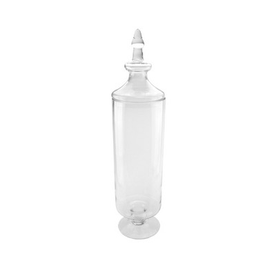 Northlight 24" Transparent Glass Cylindrical Jar with Finial Topped Lid - Clear