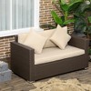 Outsunny Outdoor Wicker Loveseat, Patio Furniture Couch with Cushions, 2 Seats PE Rattan Sofa, 2 Throw Pillows for Porch, Backyard, Pool - 3 of 4