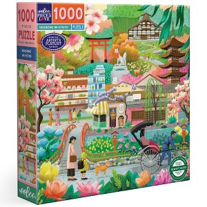 eeBoo Piece & Love: Seasons in Kyoto, 1000 Piece Puzzle, 23" Square Adult Jigsaw - 1 of 4