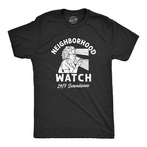 Mens Neighborhood Watch T Shirt Funny Elderly Lookout Surveillance Joke Tee For Guys - Crazy Dog Men's T Shirt - 1 of 4