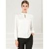 INSPIRE CHIC Women's Office Keyhole Elegant Stand Collar Long Sleeve Button Blouse - 4 of 4