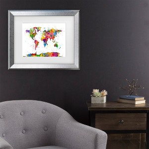 Trademark Fine Art Michael Tompsett Map of The World Watercolor Matted Framed Art - 1 of 4