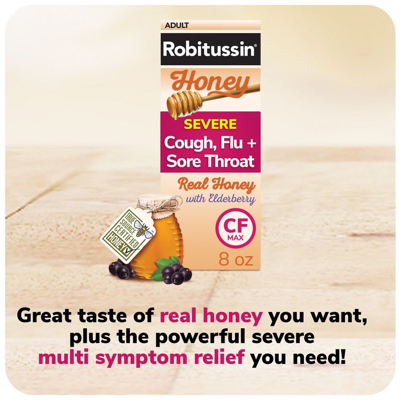 Robitussin Daytime Severe Cough, Flu and Sore Throat Syrup - Honey - 8 fl oz, 5 of 12