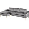 ChicFurnit Sectional Sofas L Shaped Design with Plush Velvet Cushions and Brass Metal Legs for Living Room, Gray, 51.6"*101"*33" - 2 of 4