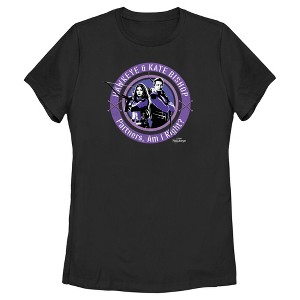 Women's Marvel Hawkeye Partners, Am I Right? Stamp T-Shirt - 1 of 4
