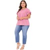 Agnes Orinda Women's Plus Size Crewneck Ruffle Short Sleeve Summer Casual Blouses - 3 of 4