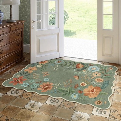 Lahome Machine Washable Back to College Series Floral Plant Floor Mat-Natural Bio-Printed Soft Rug for Living Room, School, Bedroom, or Entryway