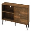 Syemin TV Stands and Consoles 63" TV Stand with Open Storage Shelves Entertainment Center and Industrial TV Console Table, Brown, 63"*15.2"*25.6" - 4 of 4