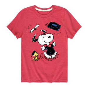Boys' - Peanuts - Snoopy & Woodstock Graduate Celebration Short Sleeve Graphic T-Shirt - 1 of 4