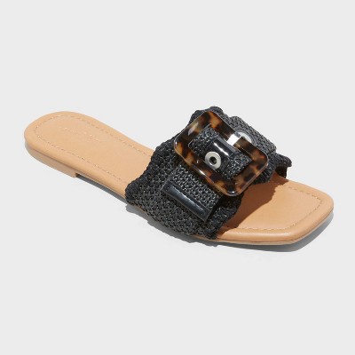 Women's Chrissy Slide Sandals with Memory Foam Insole - Universal Thread™ Black 7.5