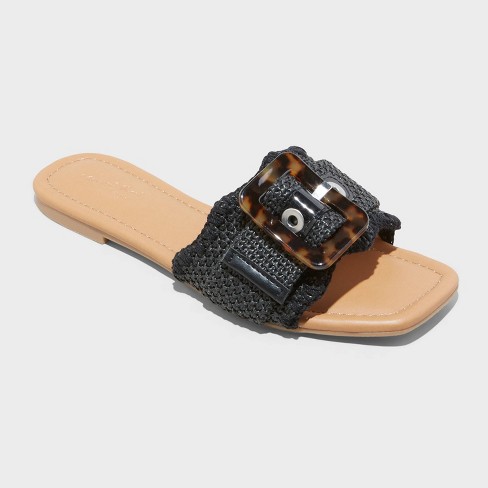 Women's Dora Wide Width Footbed Sandals - Universal Thread™ Black 10w :  Target