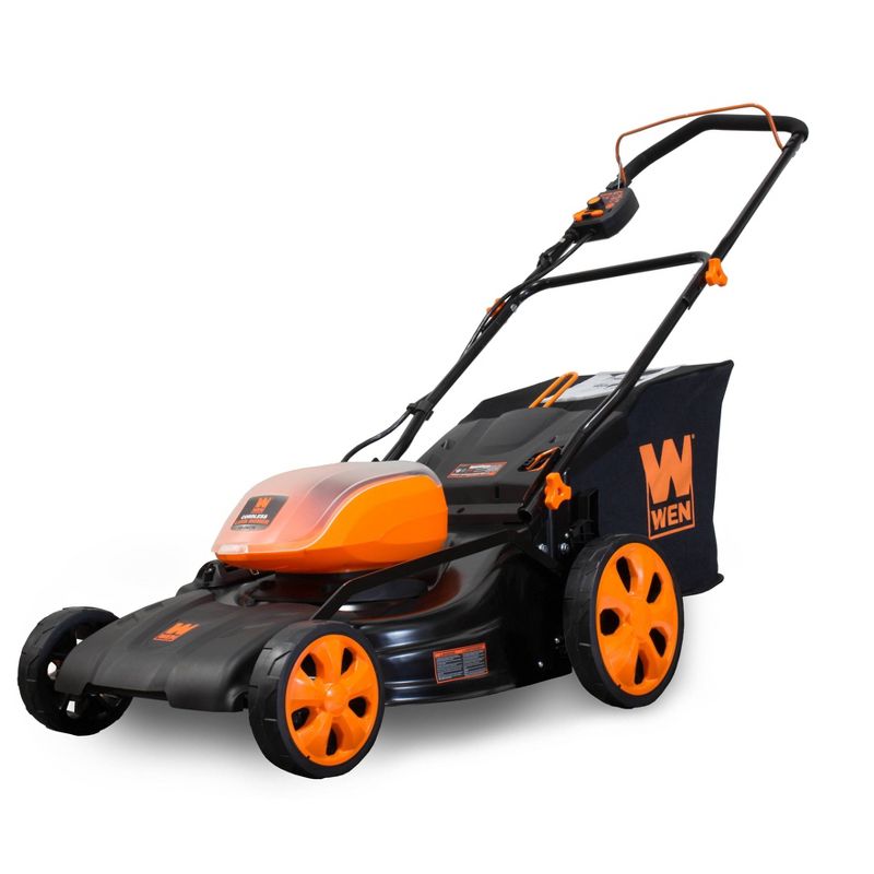 WEN 40439BT 40V Max Lithium Ion 19&#34; Cordless 3-in-1 Lawn Mower with 16-Gallon Bag, 1 of 7