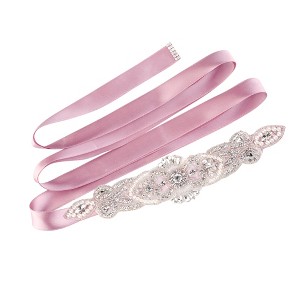 INSPIRE CHIC Women XW54 Rhinestone Bead Decor Satin Ribbon Wedding Belt - 1 of 4