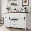 Farmhouse Dresser for Bedroom, 47" Sideboard Buffet Cabinet with 5 Storage Drawers and 2 Sliding Barn Doors, Rustic Coffee Bar Cabinet TV Stand - 2 of 4