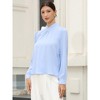 INSPIRE CHIC Women's Business Casual Pleated Stand Up Neck Puff Long Sleeve Office Blouses - 4 of 4