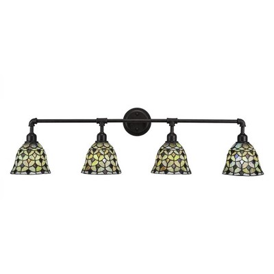 Toltec Lighting Vintage 4 - Light Vanity in  Dark Granite with 7" Crescent Art Glass Shade