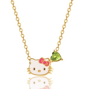 Sanrio Hello Kitty Brass Heart Birthstone Charm Necklace - 16 + 2'' Chain - 1 of 4