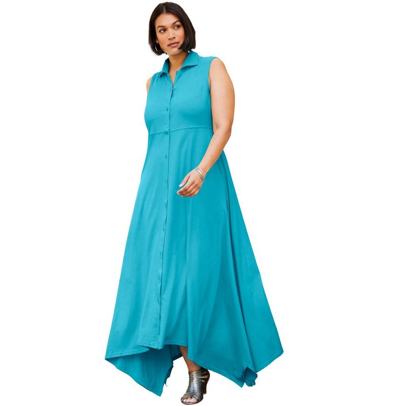 Woman Within Women's Plus Size Sleeveless Collar Dress, 1 of 2