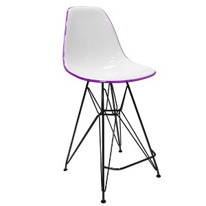 LeisureMod Cresco Mid Century Modern Acrylic Counter Height Barstool with Black Steel Base – Ideal for Kitchens and Dining Rooms - 1 of 4