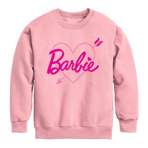 Boys' - Barbie - Barbie Arrow Heart Logo Graphic Long Sleeve Fleece Sweatshirt - 1 of 3
