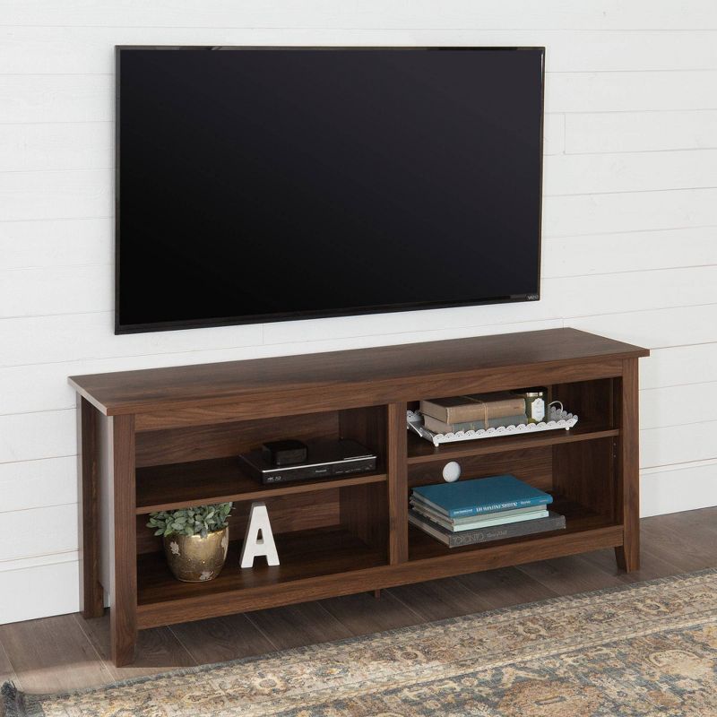 Transitional 4 Cubby Wood Open Storage TV Stand for TVs up to 65"- Saracina Home, 4 of 13