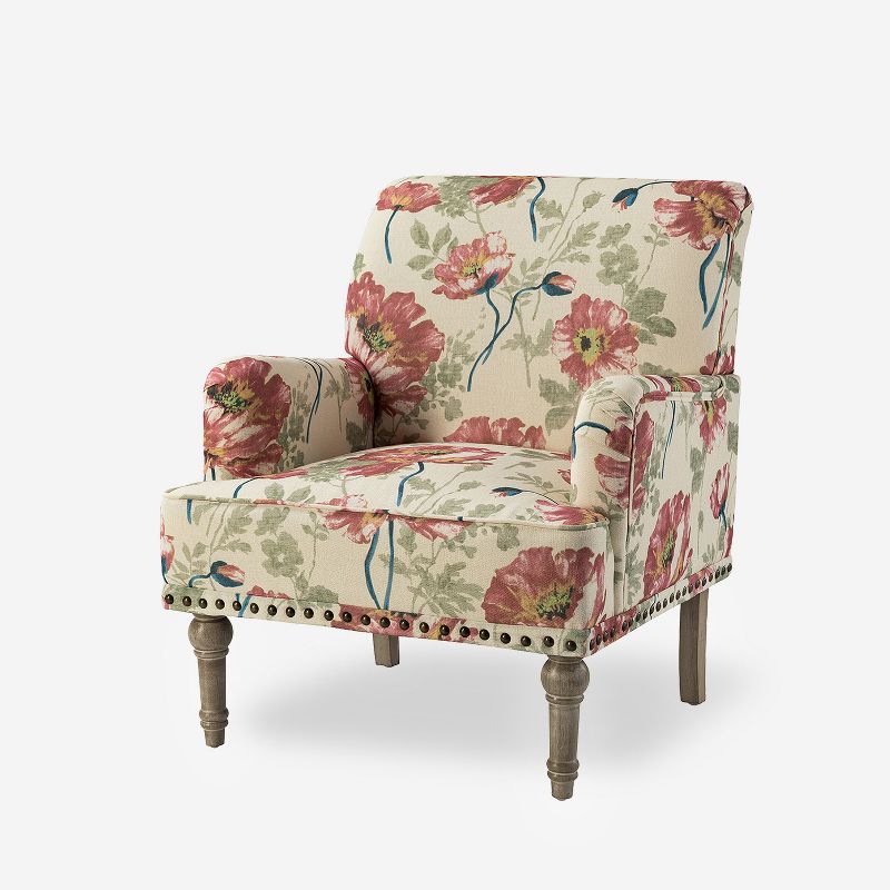 Reggio  Traditional  Wooden Upholstered  Armchair with Floral Patterns and  Nailhead Trim | ARTFUL LIVING DESIGN, 2 of 11